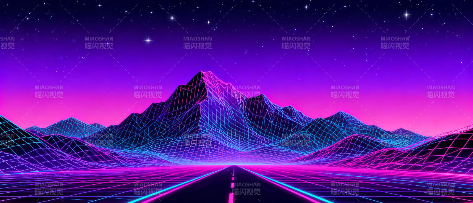 霓虹山川夜景图片