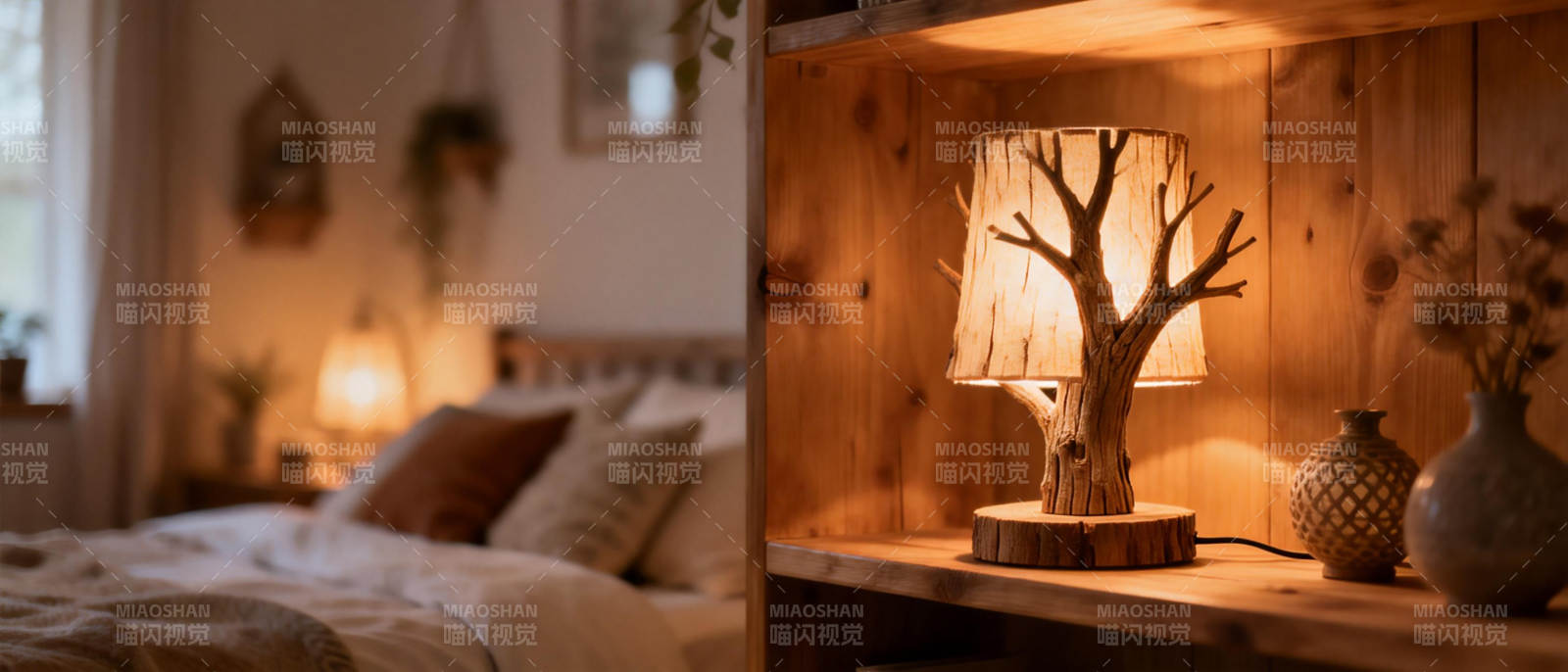 温馨木屋卧室一角图片