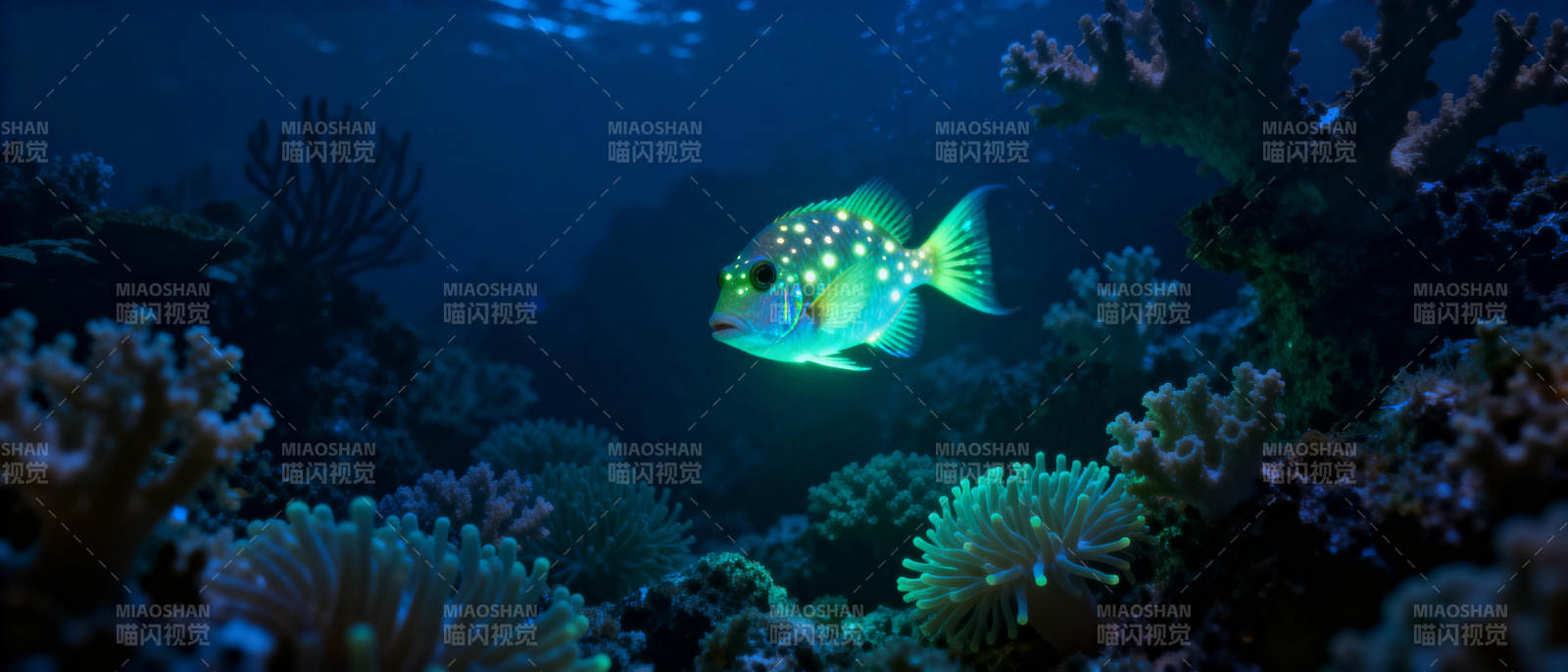 海底荧光鱼游弋图片