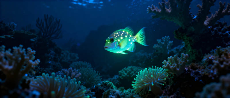 海底荧光鱼游弋图片