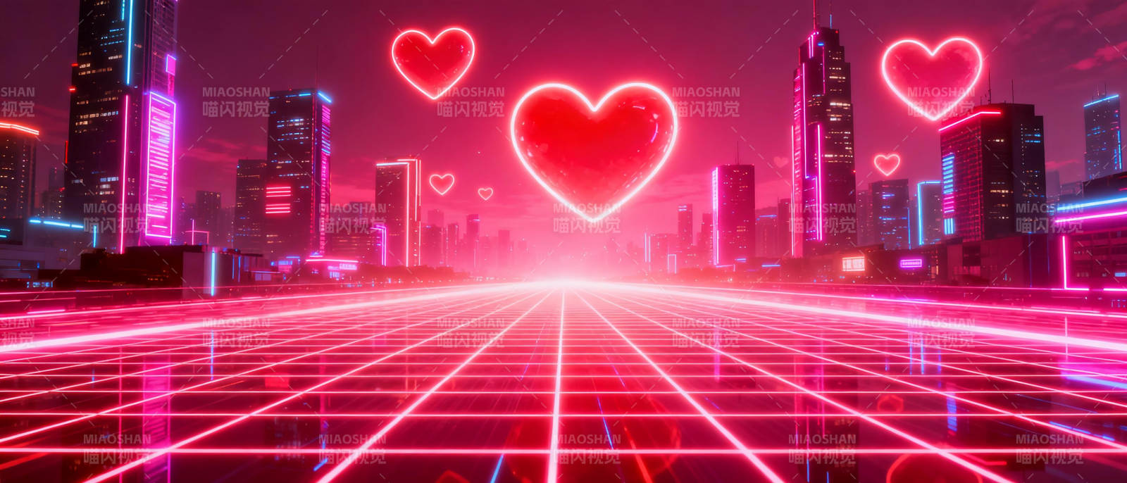 霓虹心城夜景图片