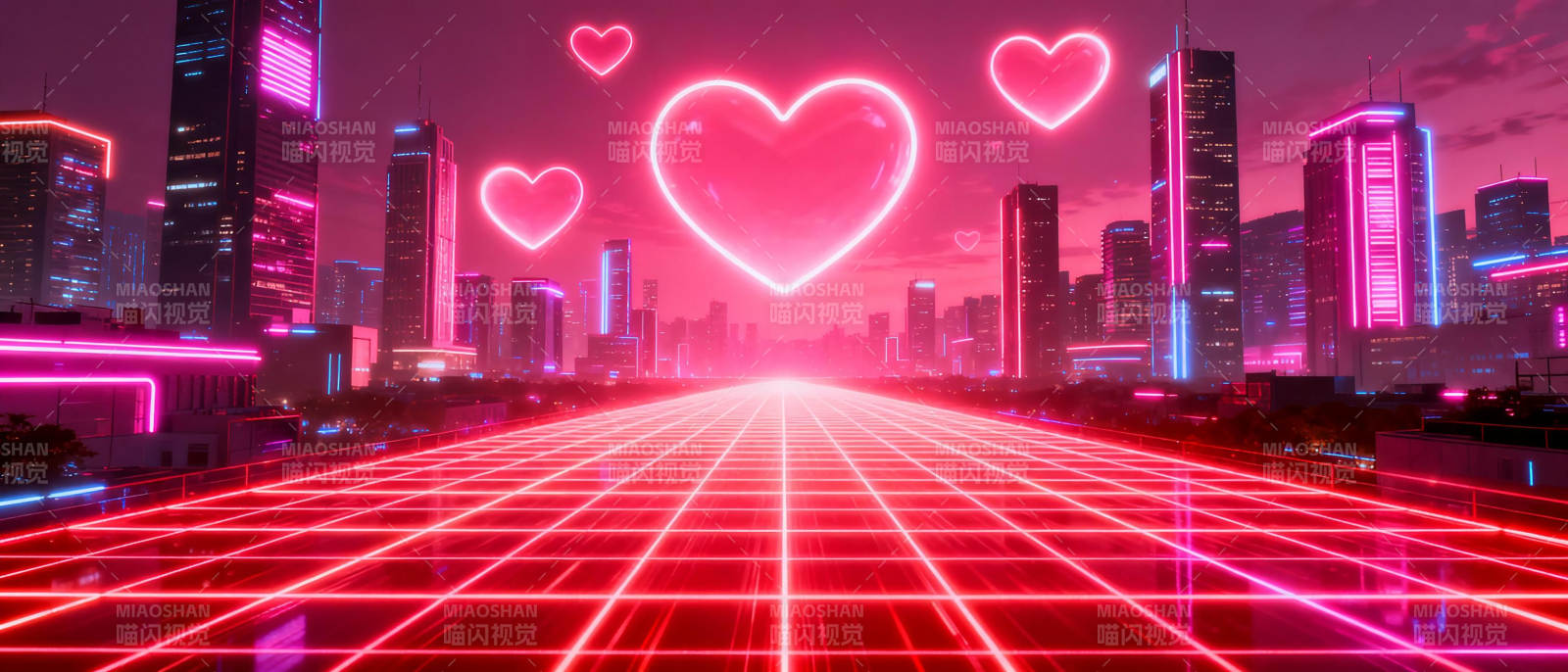 霓虹心城夜景图片