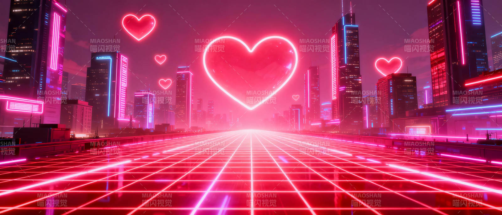 霓虹心城夜景图片