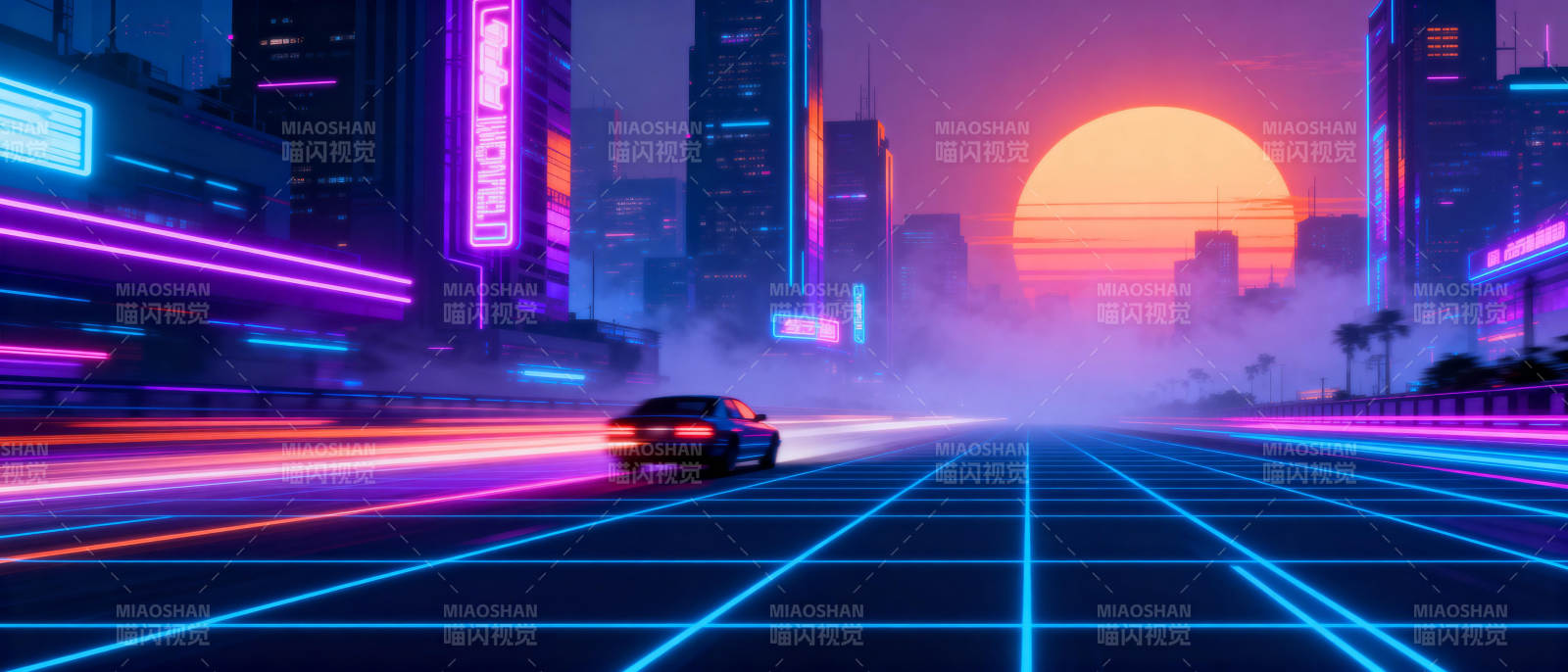 霓虹都市夜景图片