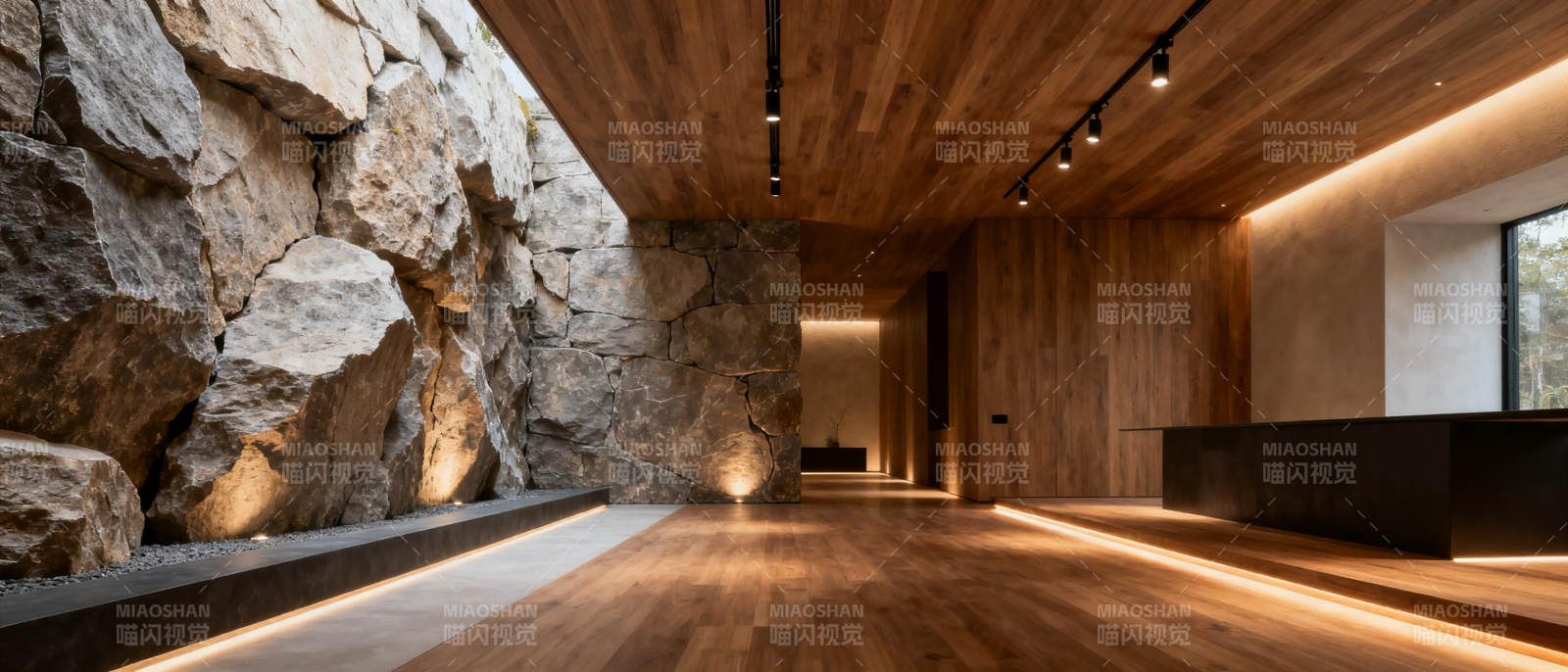 岩壁木屋 光影交错图片