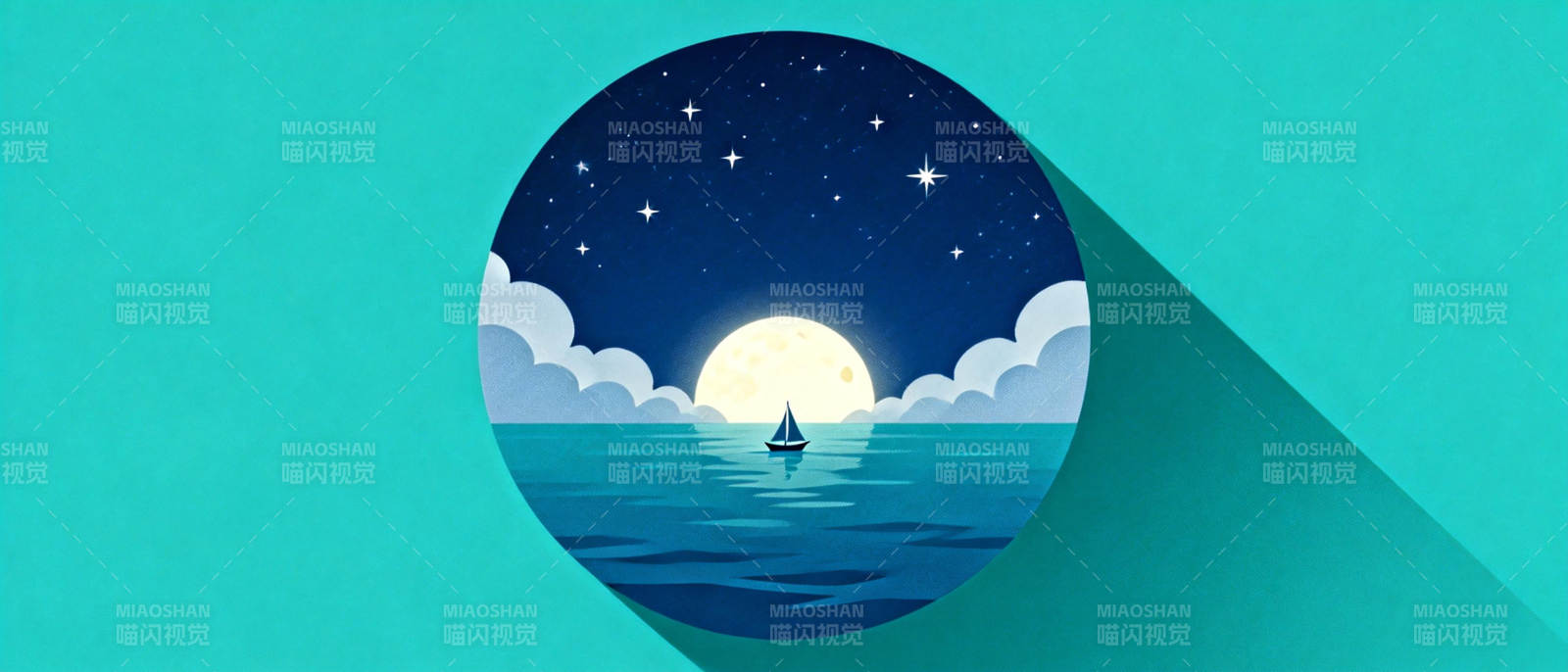 月夜海帆图片