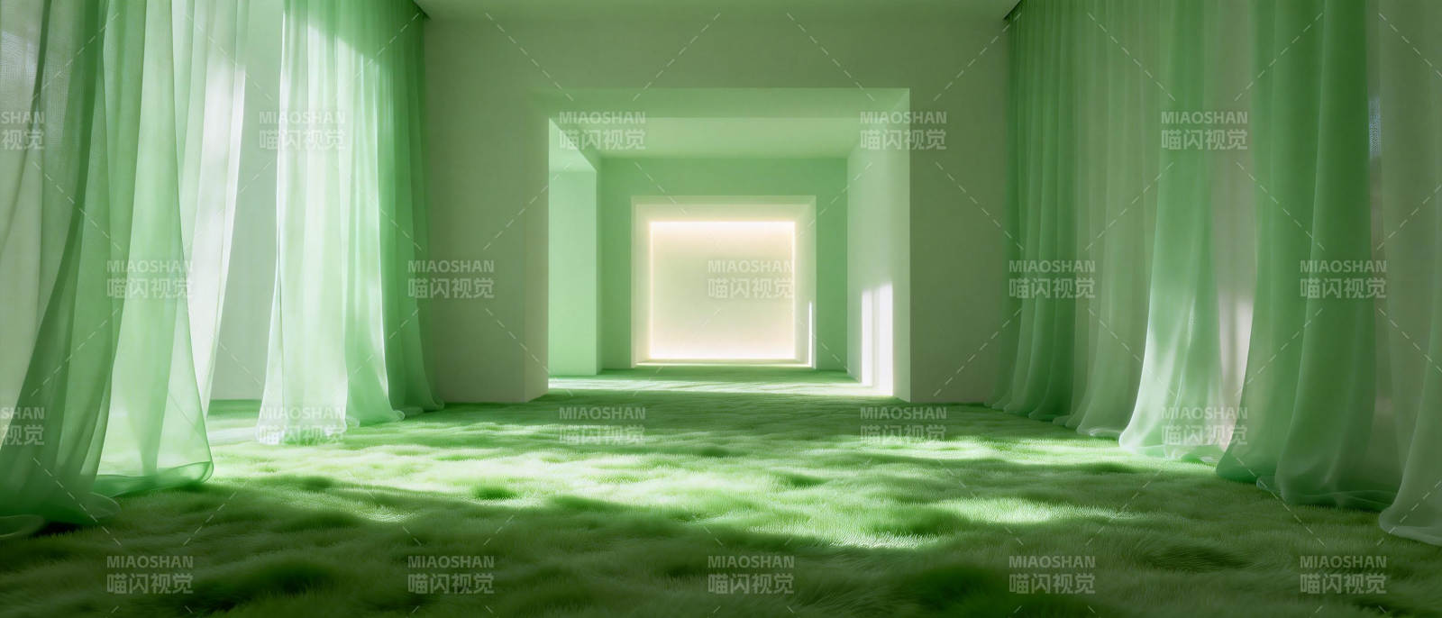 绿意盎然的走廊图片