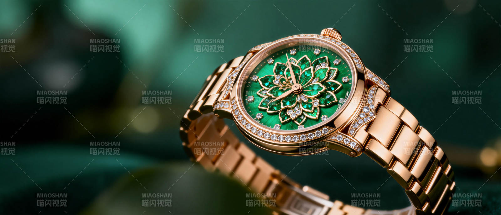 绿钻玫瑰金腕表图片