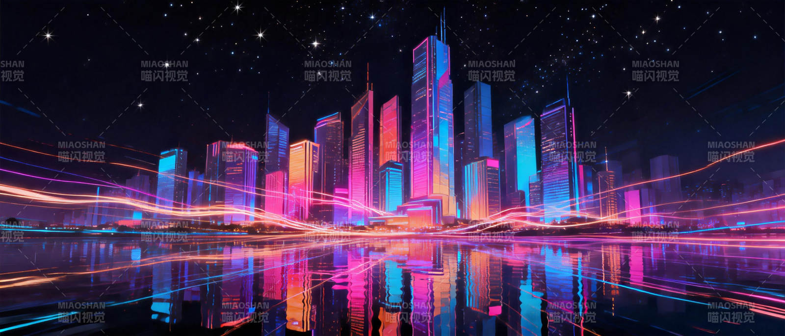 霓虹都市夜景图片