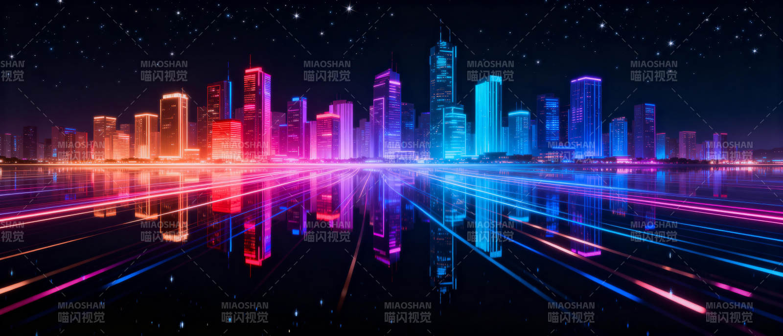 霓虹都市夜景图片