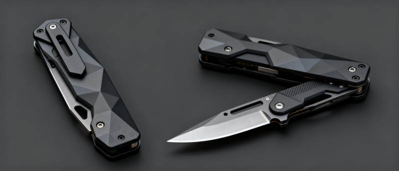 黑色折叠刀展示图片