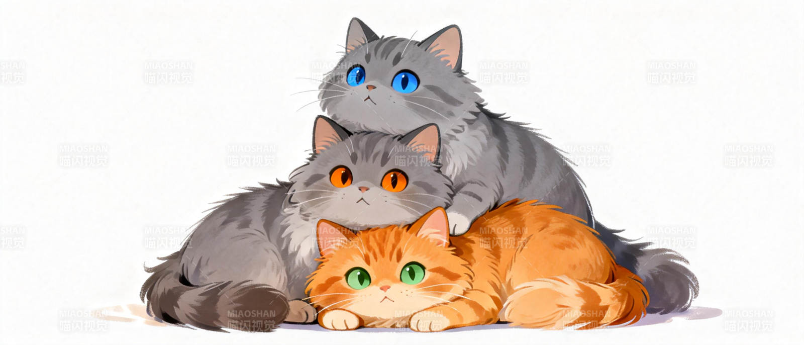 三猫依偎图图片