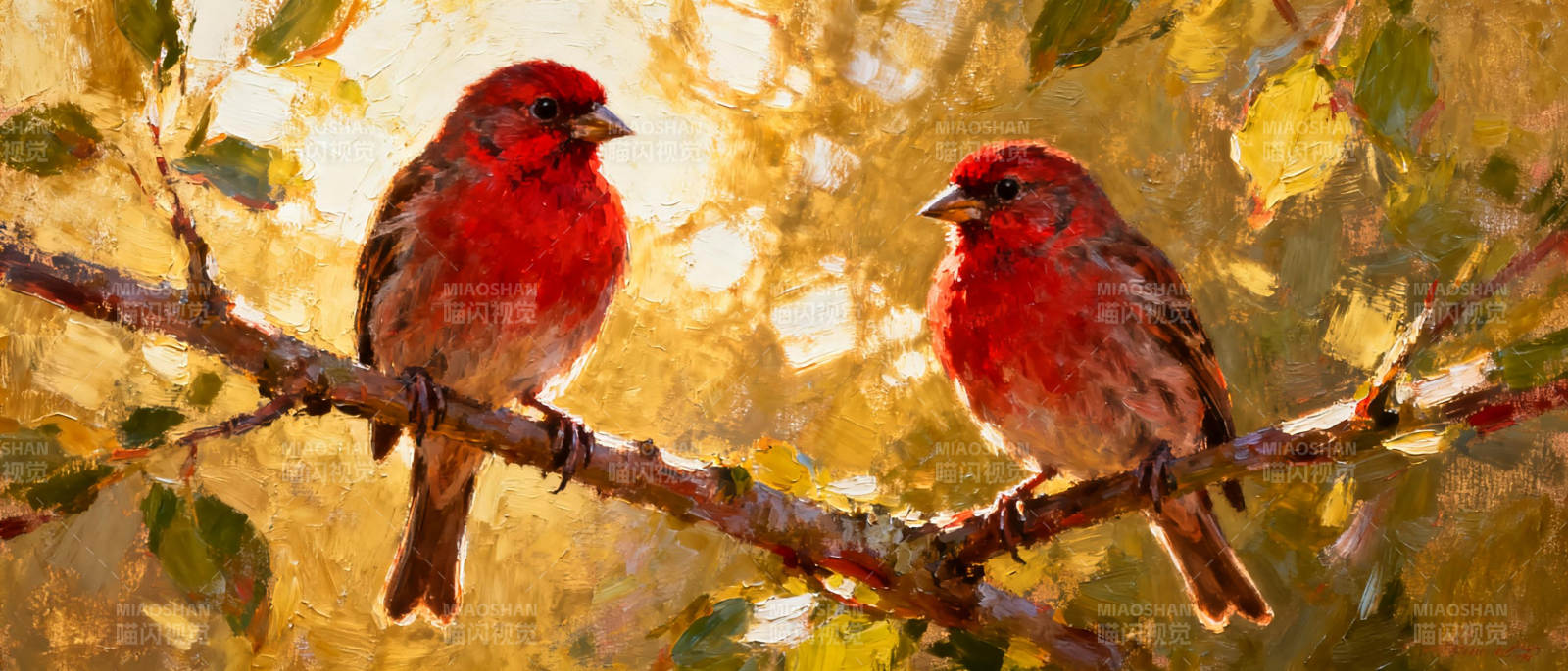 双鸟栖枝 秋色斑斓图片