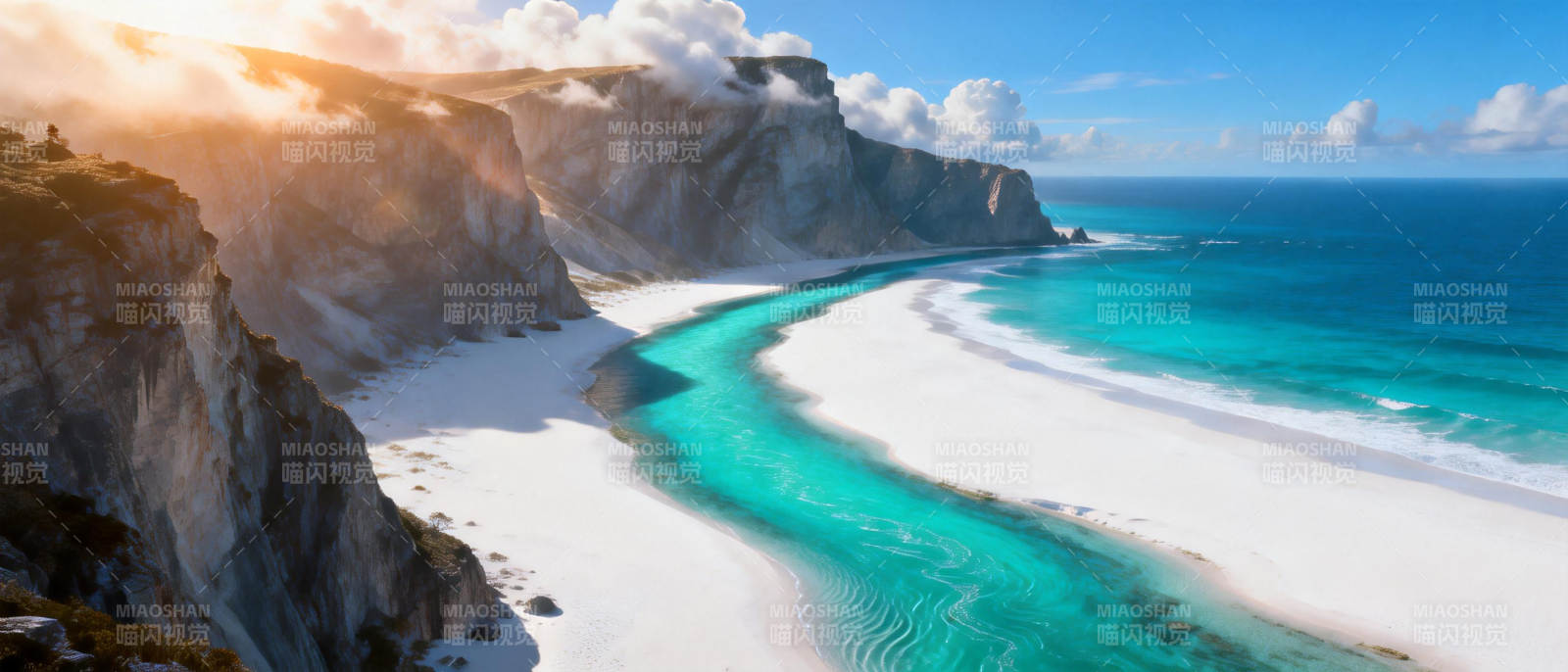 碧海白沙悬崖美景图片