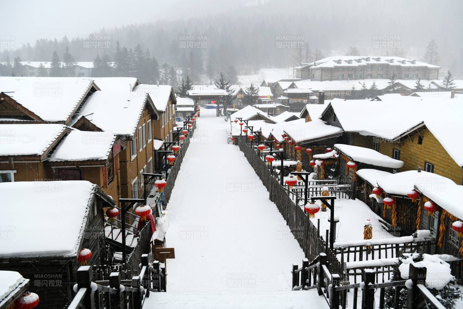 雪乡 雪中小镇静谧景图片