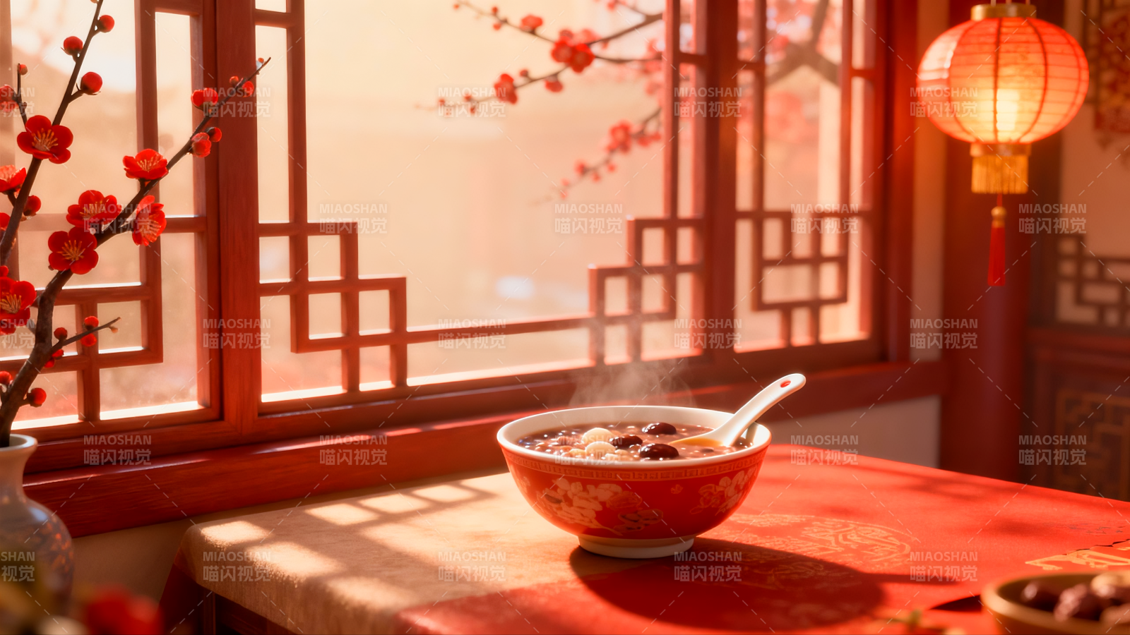 腊八节腊八粥窗前暖阳粥香图片