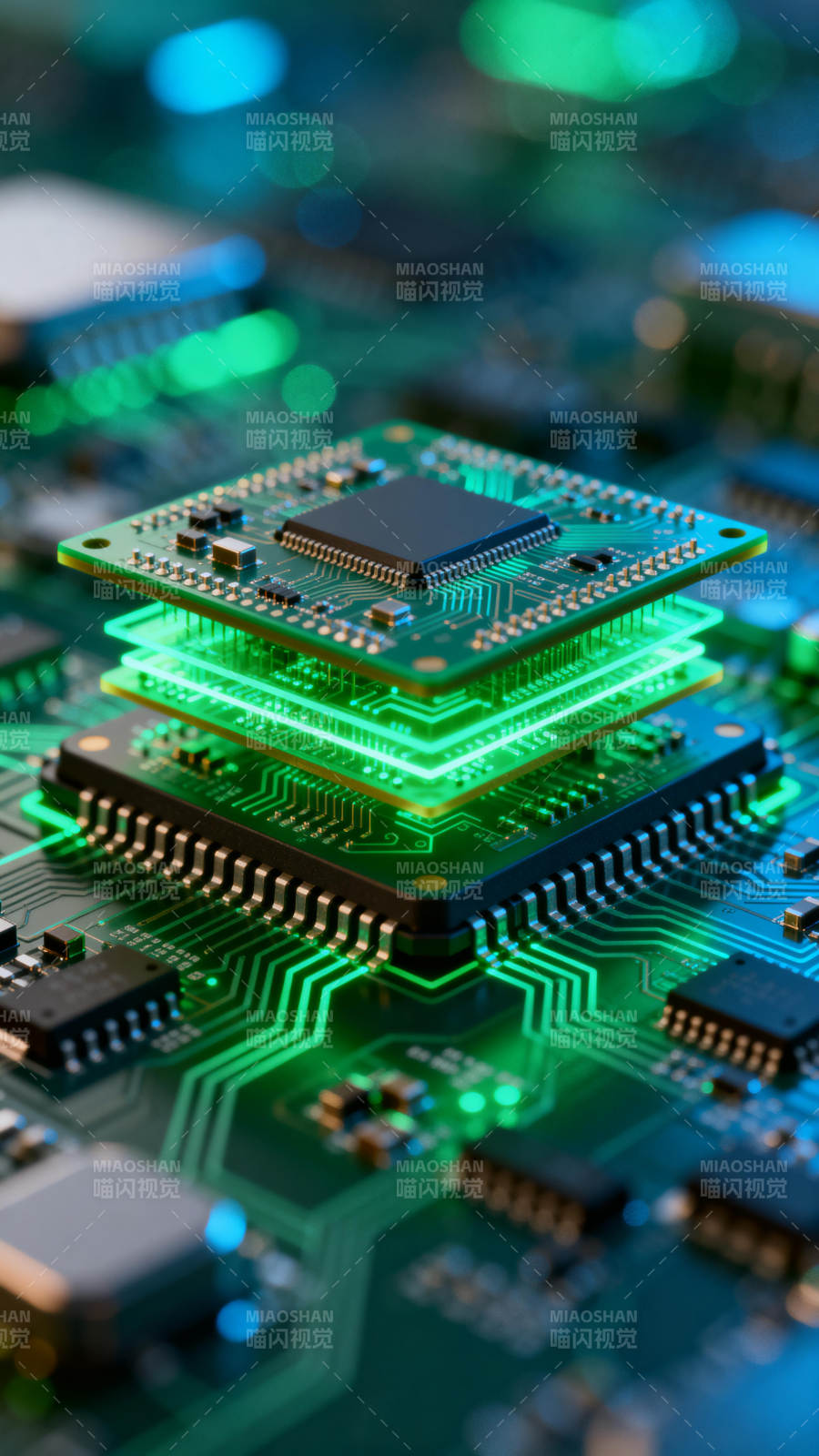 芯片堆叠科技感图片