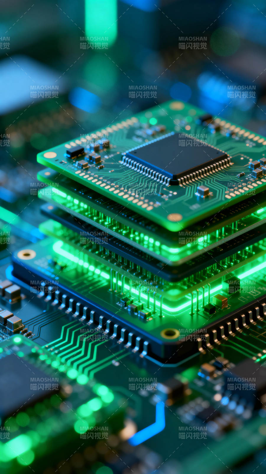 芯片堆叠科技感图片