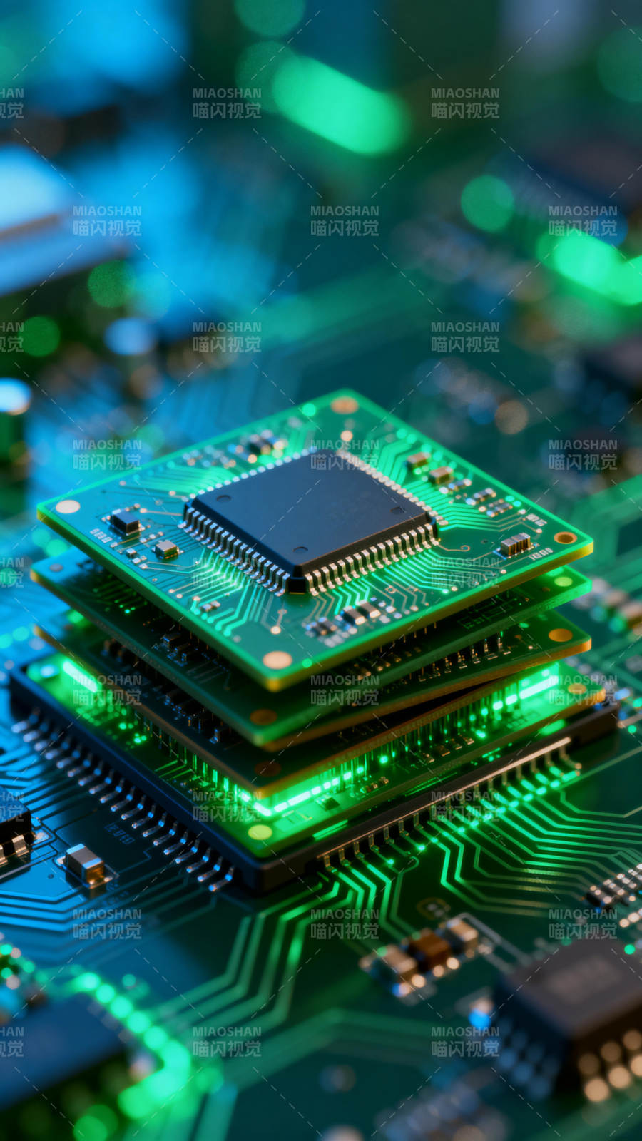 芯片堆叠科技感图片