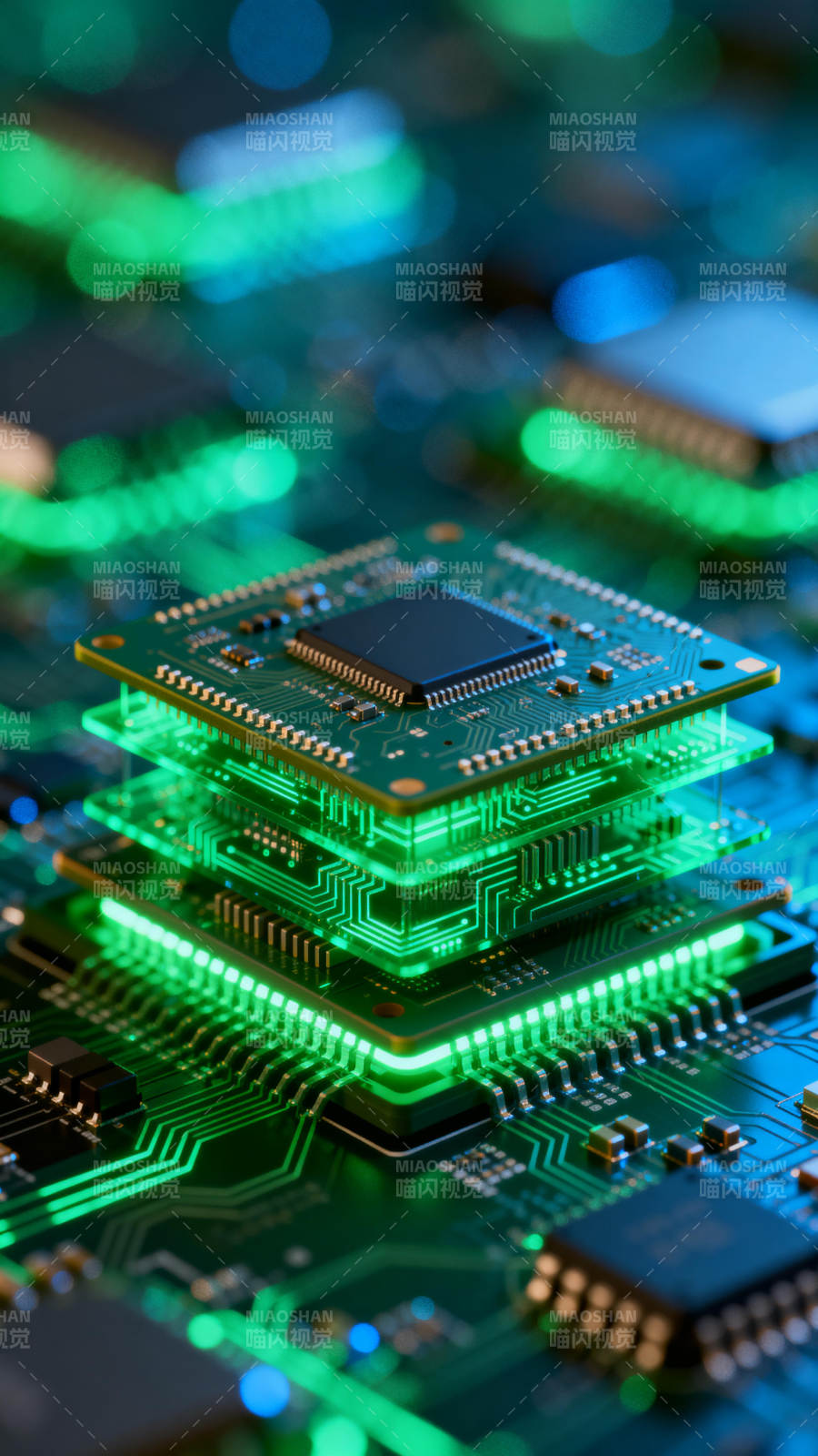 芯片堆叠科技感图片