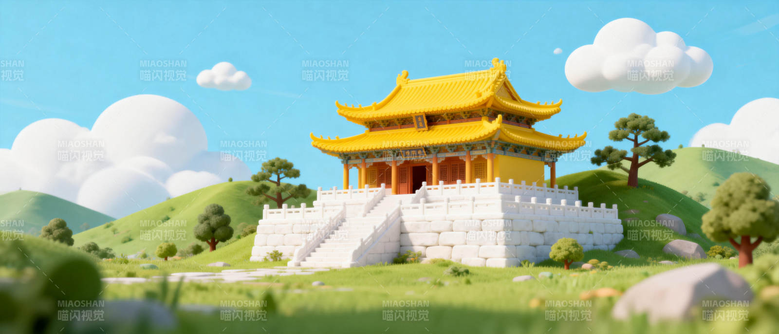 金色宫殿山间景图片