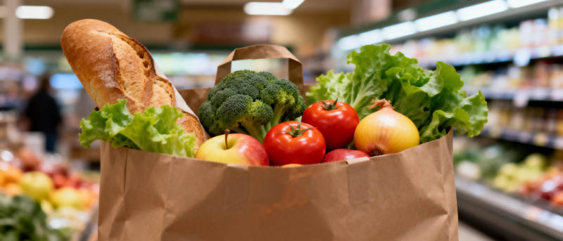 新鲜蔬果购物袋图片