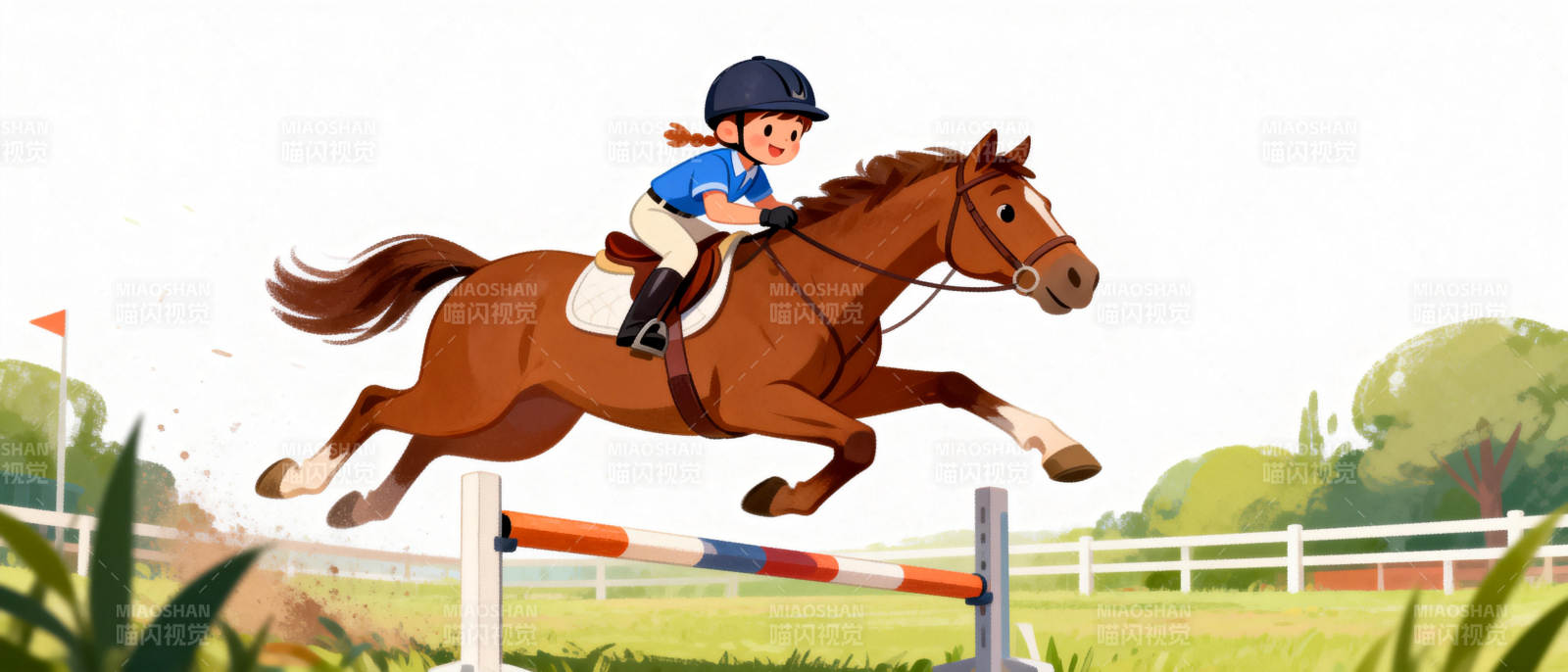 骑手跃马过栏图片