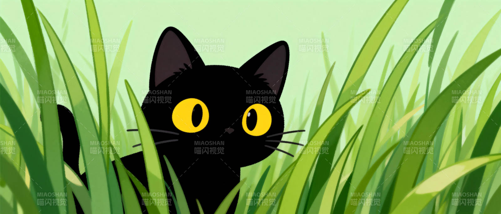 黑猫草丛窥视图片