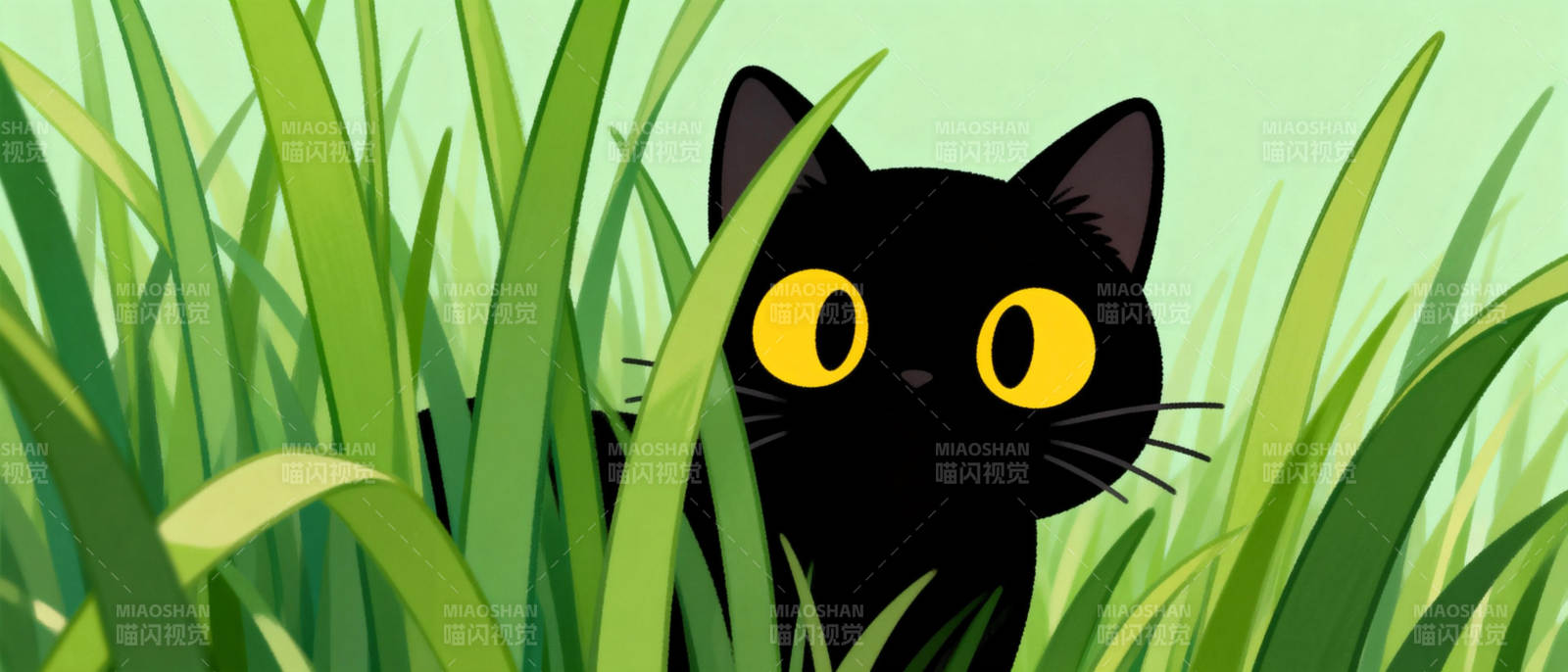 黑猫草丛窥视图片