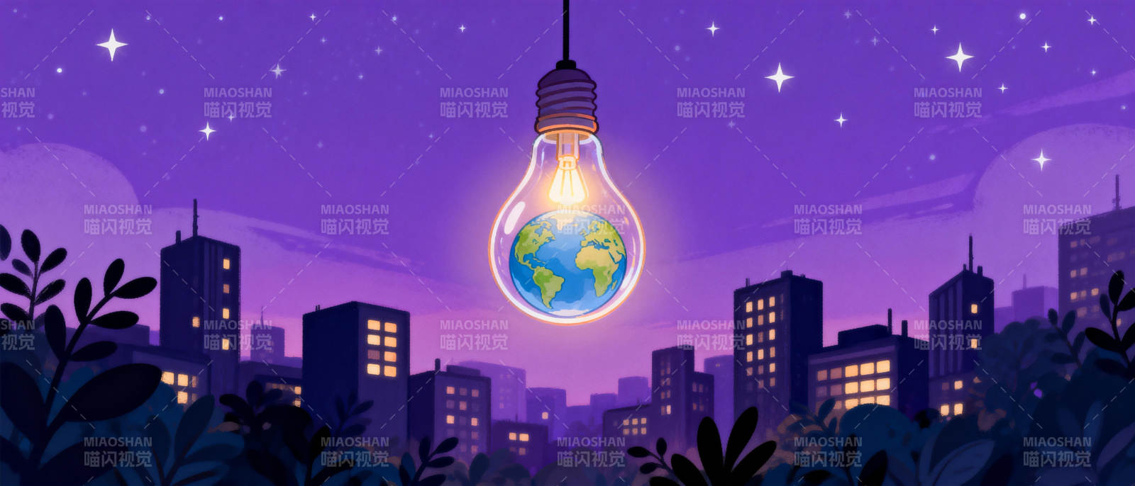 地球之光点亮城市图片