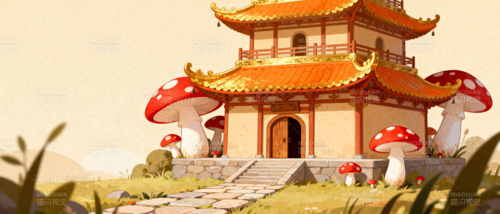 童话小屋与蘑菇图片