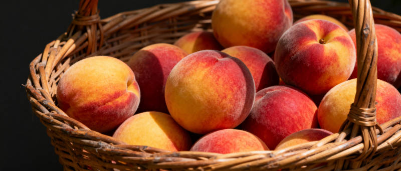 篮中鲜桃满溢图片