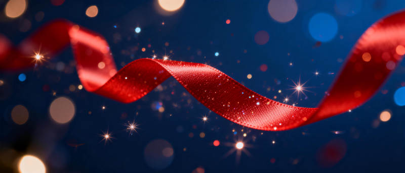 璀璨红丝带飘舞图片