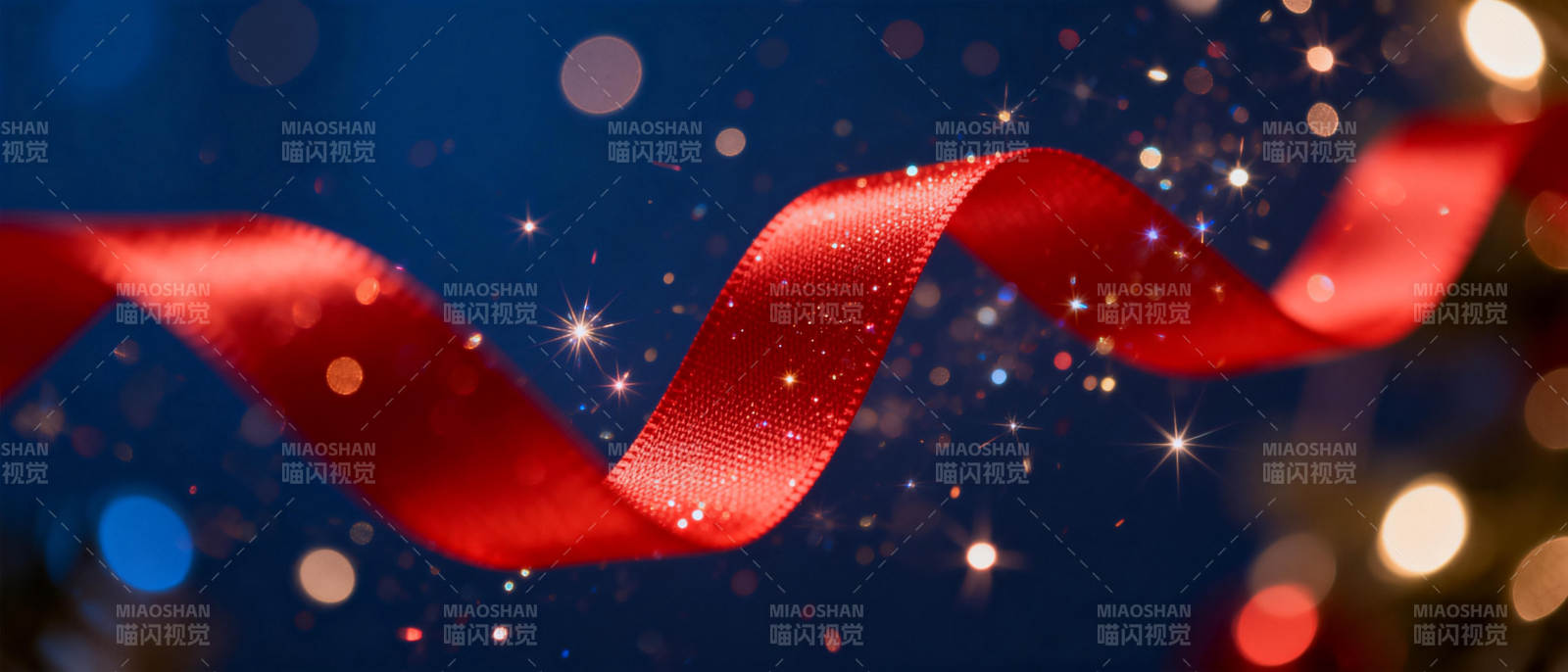 红丝带飘舞 星光闪烁图片