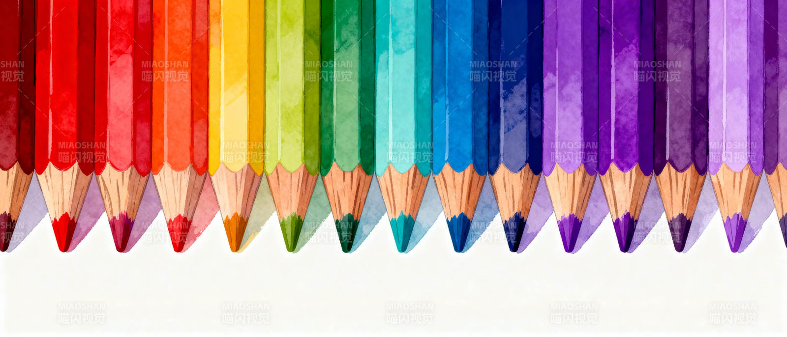 彩虹铅笔排列图片
