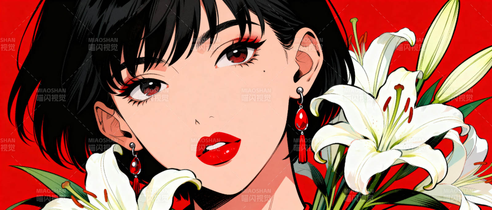 红唇白莲 魅惑如诗图片