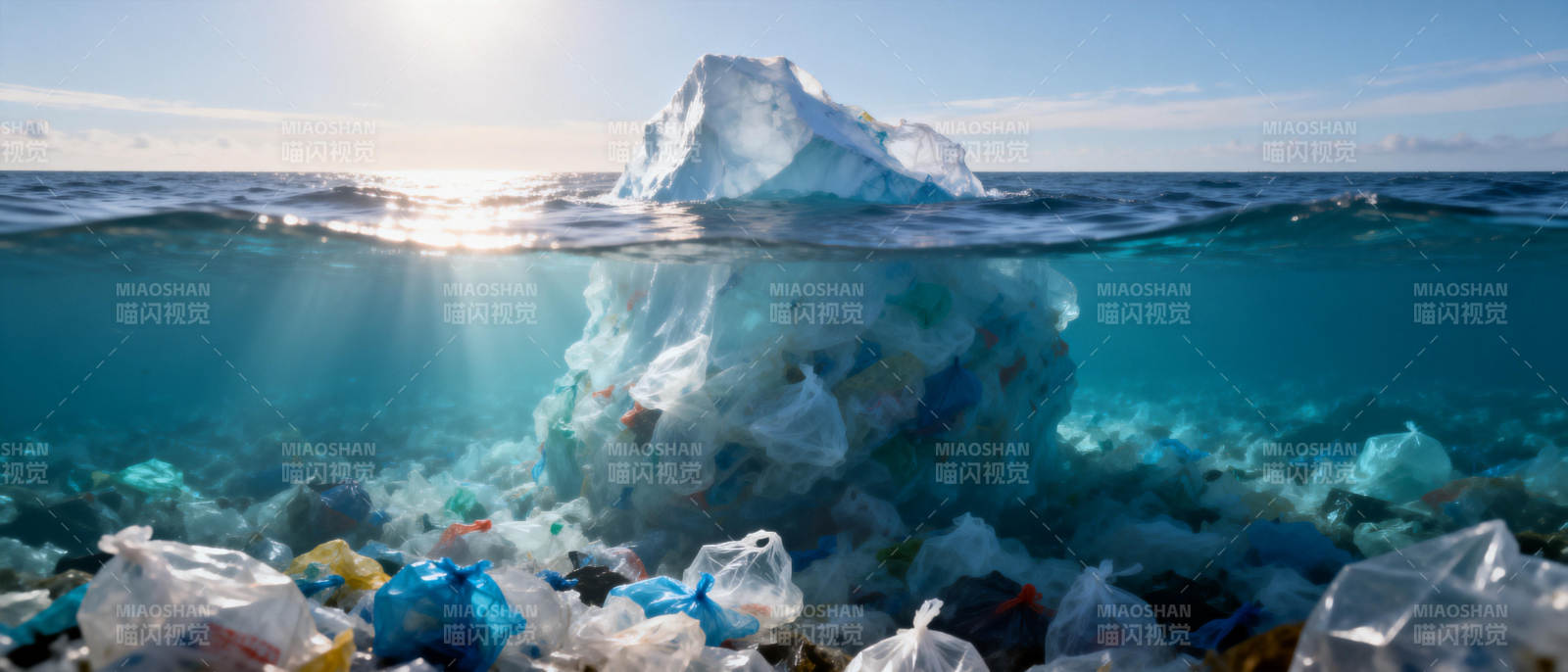 冰山下的塑料污染图片