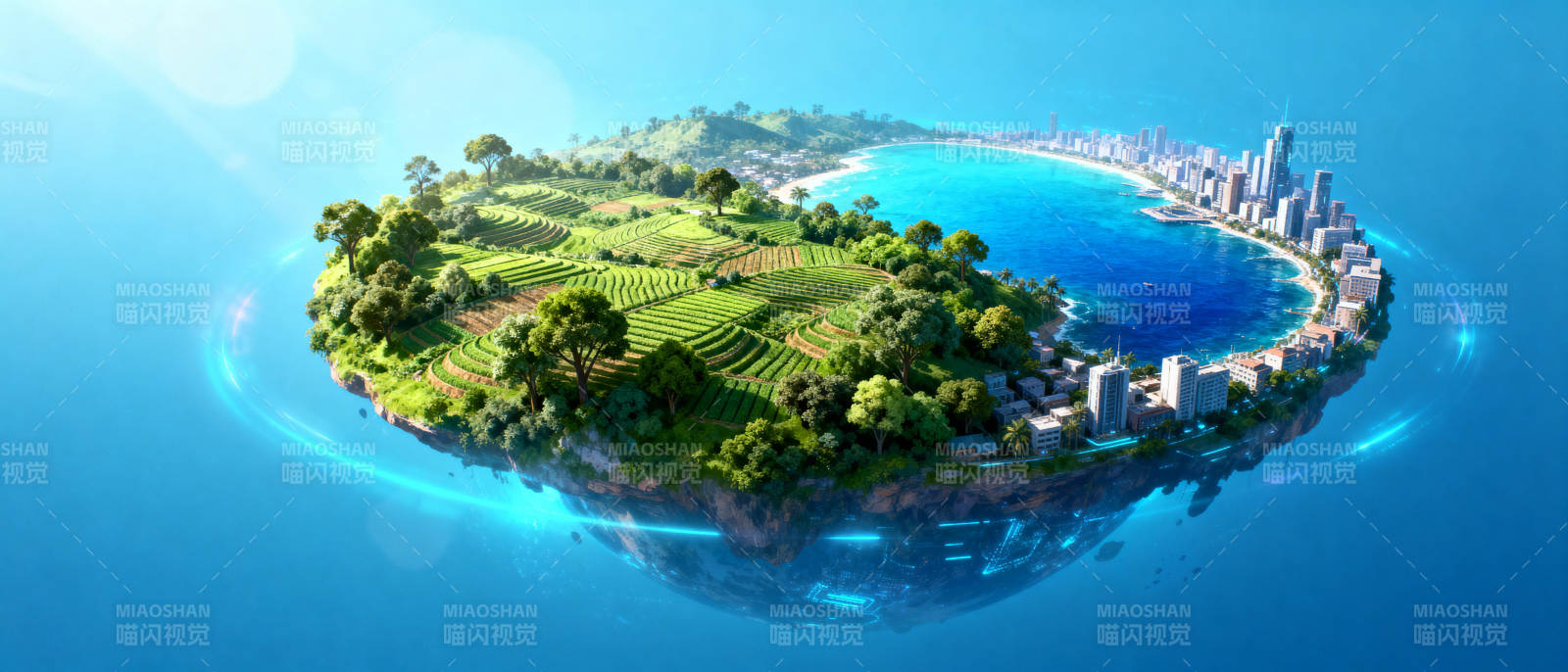 悬浮绿洲城市图片