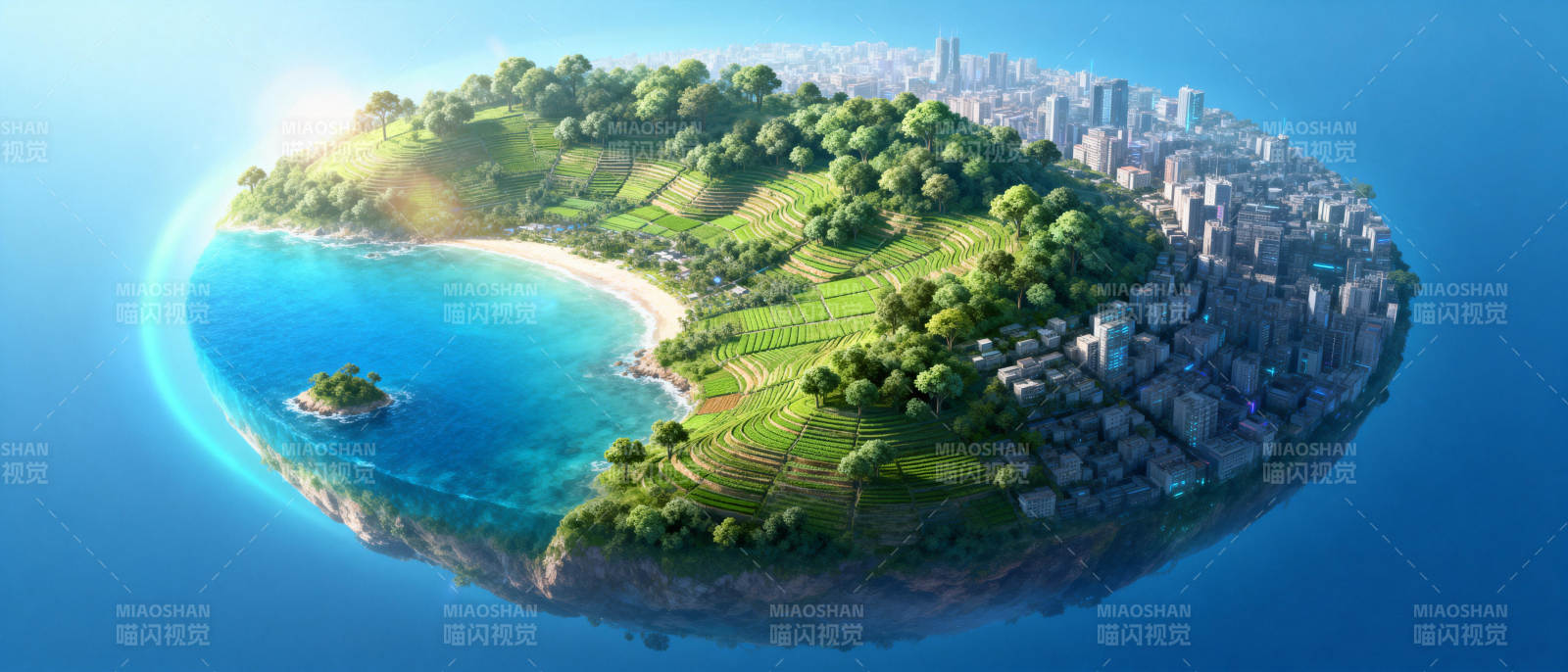 悬浮绿洲城市图片