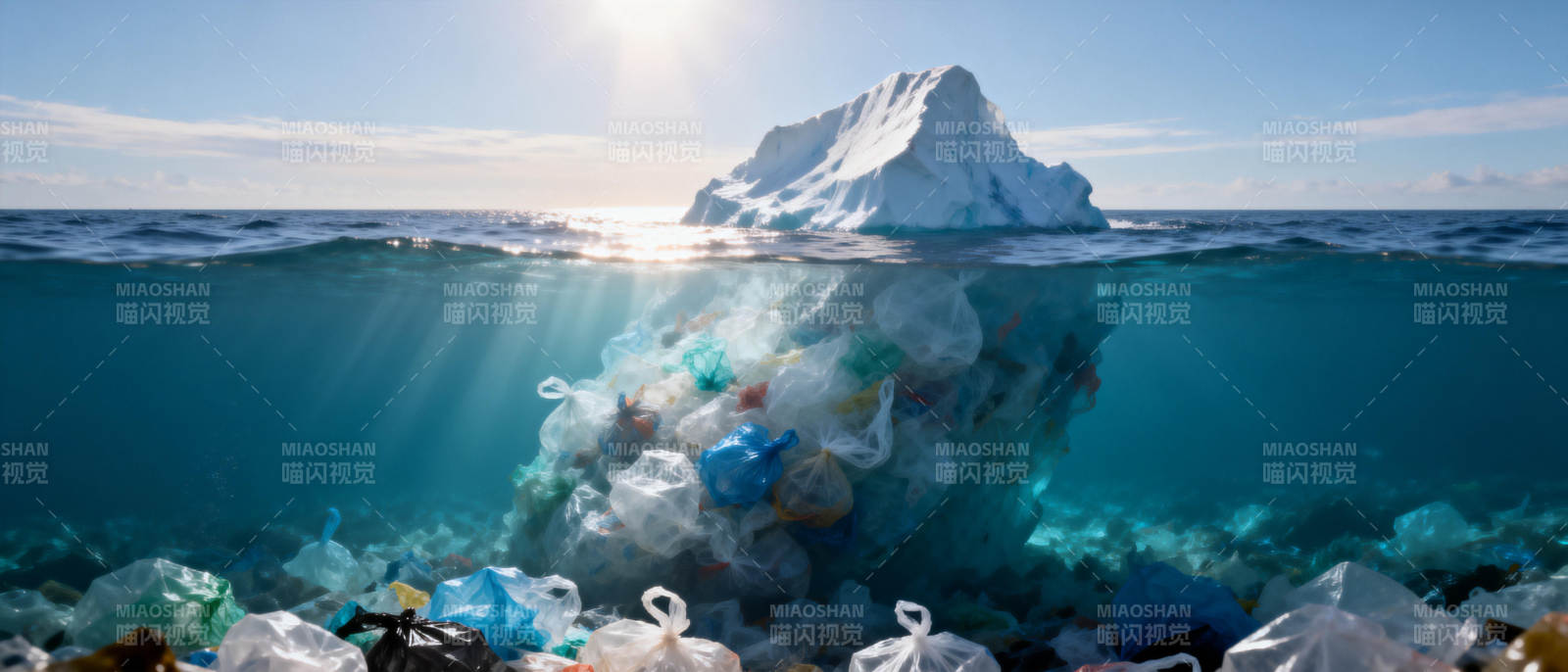 冰山下的塑料污染图片