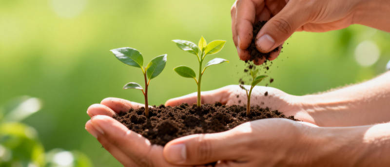 双手呵护幼苗成长图片