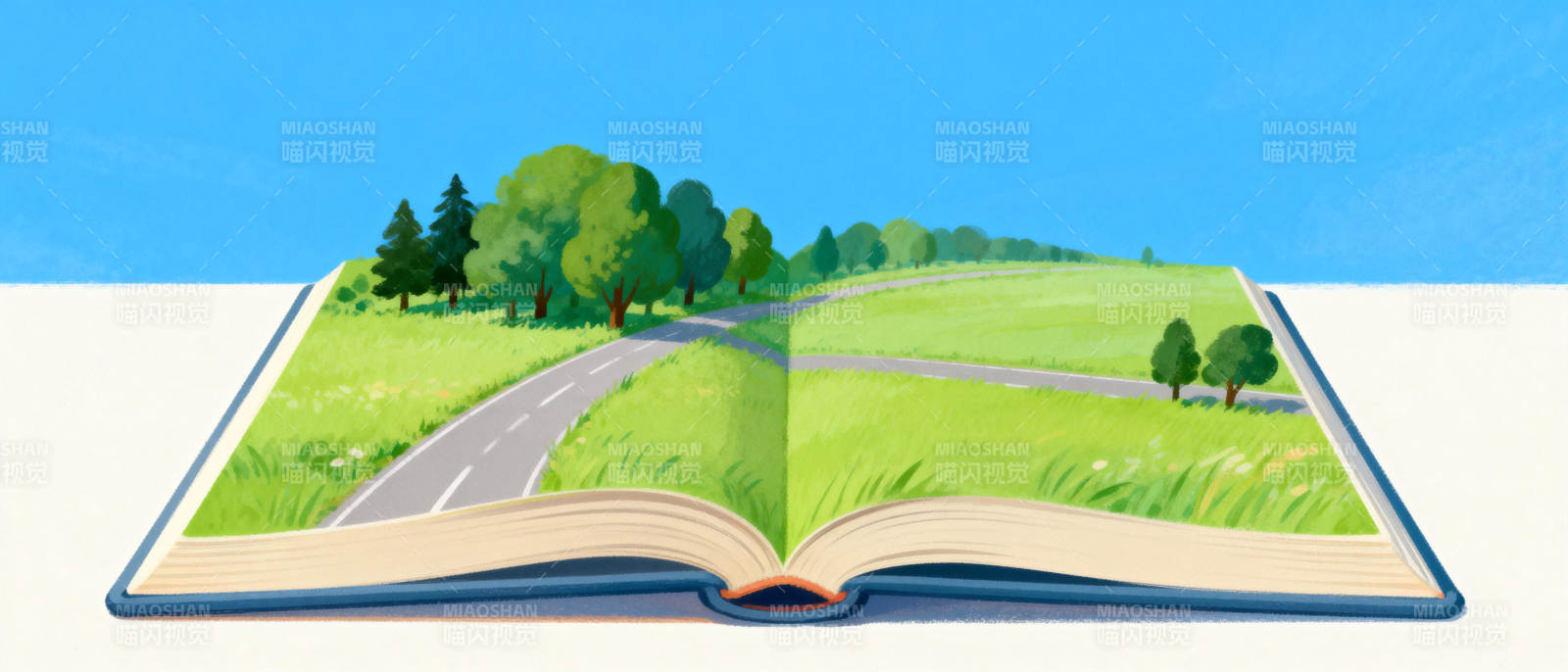 书页间的绿色世界图片