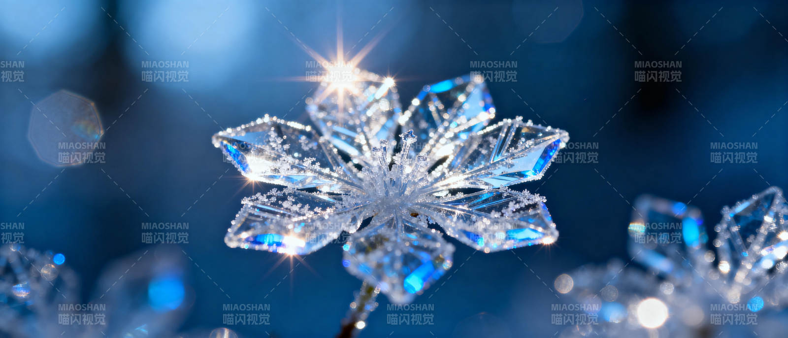 晶莹雪花闪烁光芒图片