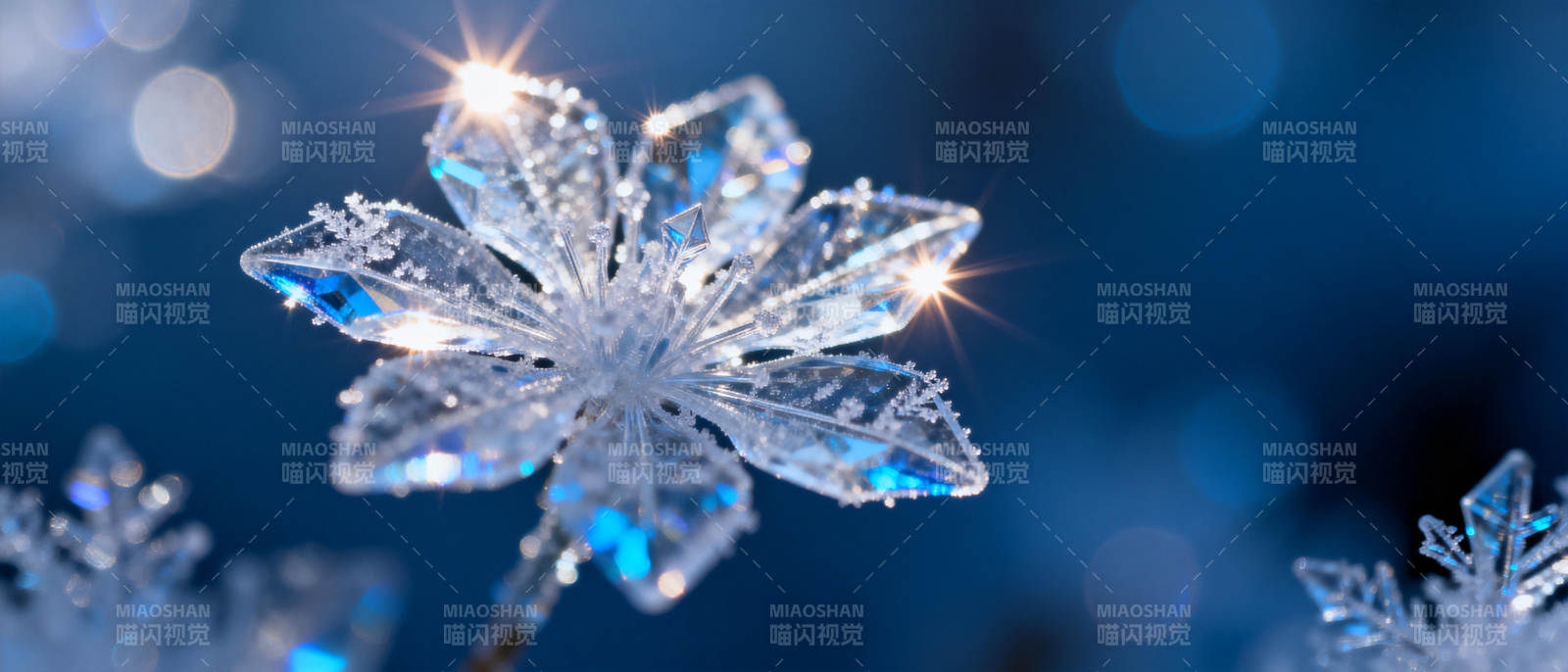 晶莹雪花绽放图片