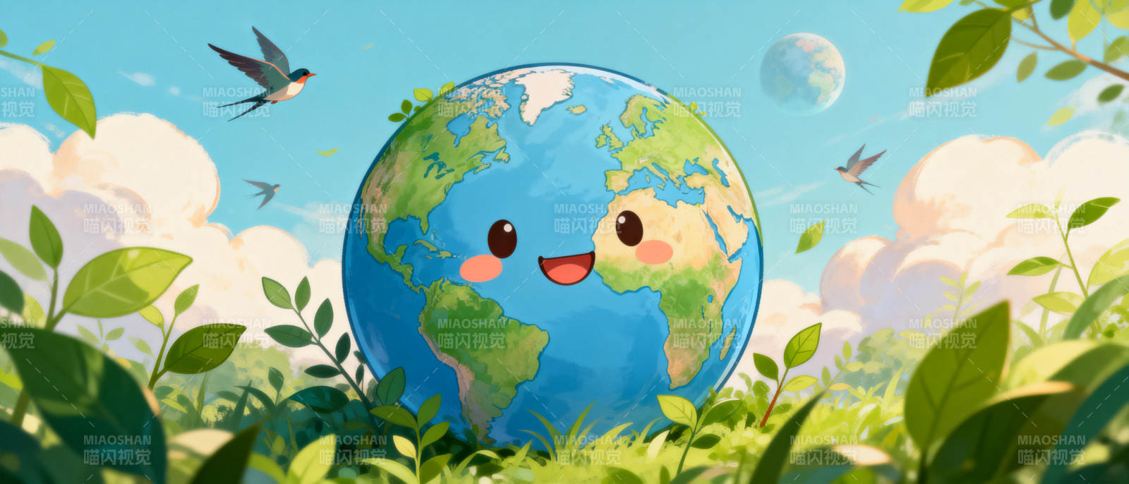地球微笑绿意盎然图片