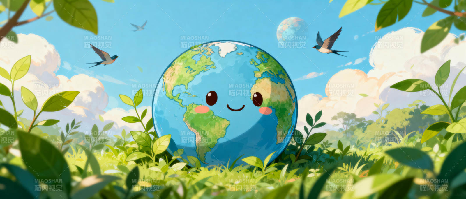 地球微笑绿意盎然图片