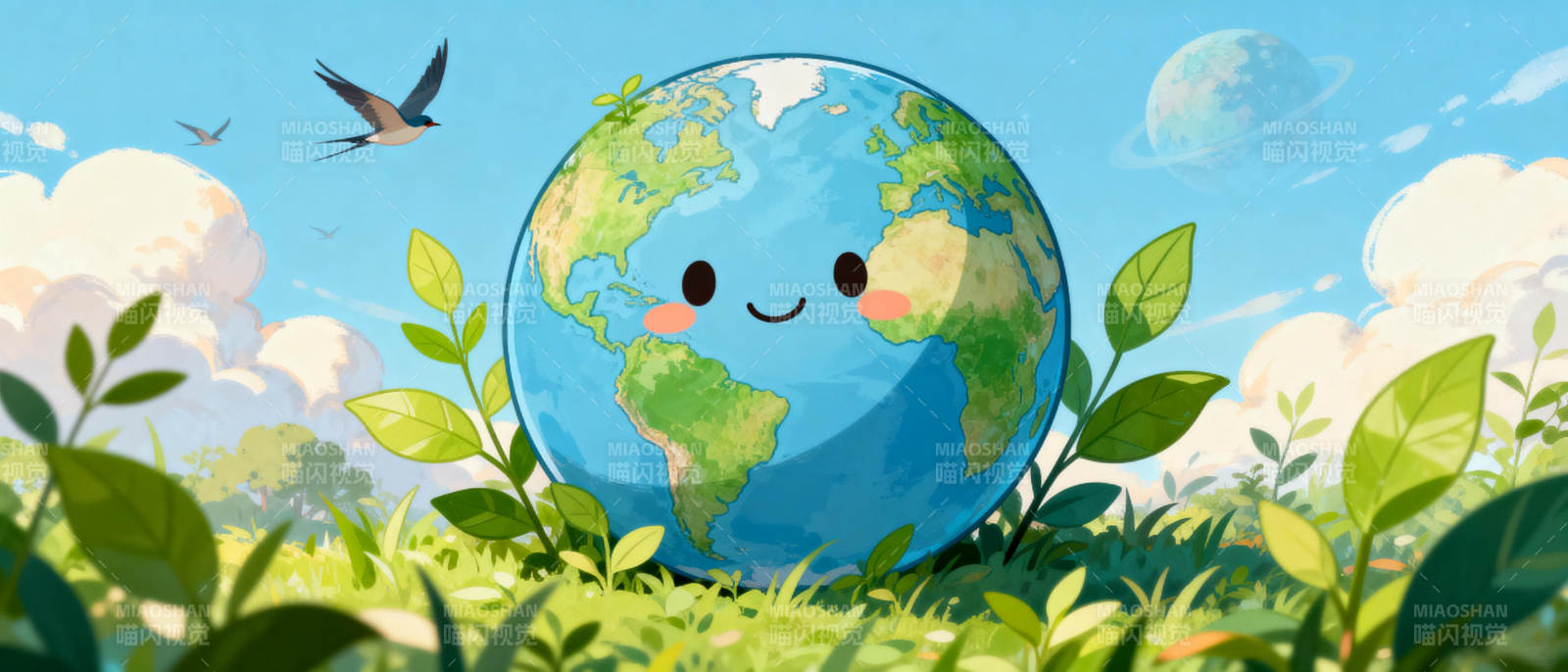 地球微笑绿意盎然图片