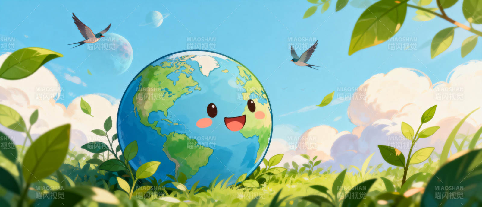 地球微笑绿意盎然图片