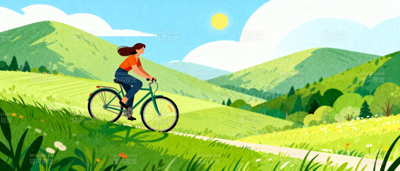 骑行山间美景图片