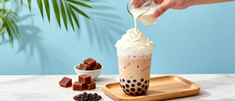 珍珠奶茶制作中图片